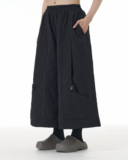 Button Detail Quilted Pants