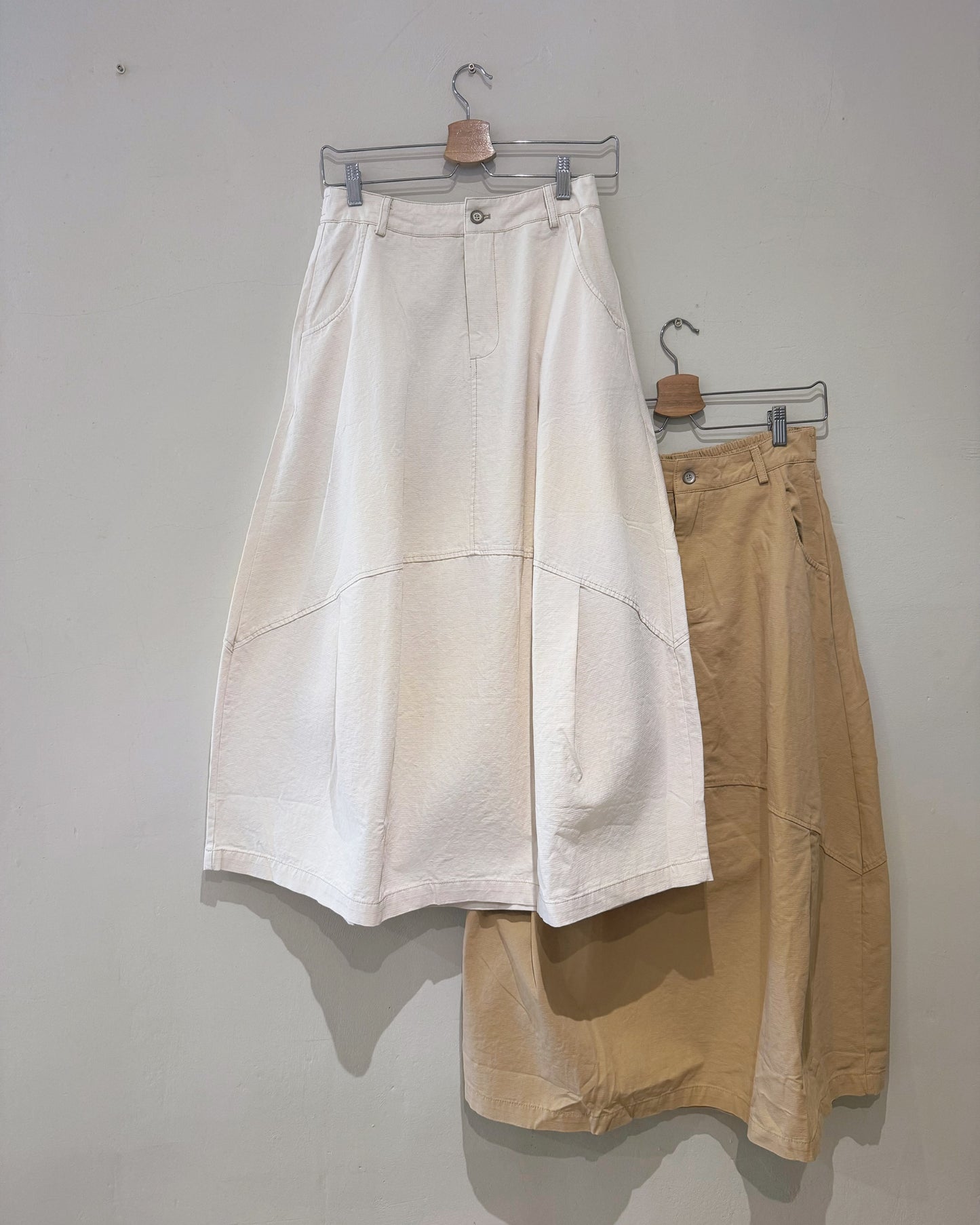 Cotton Linen Blend Paneled Skirt