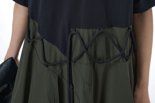 Pre-order Zigzag Lace-Up Detail Dress