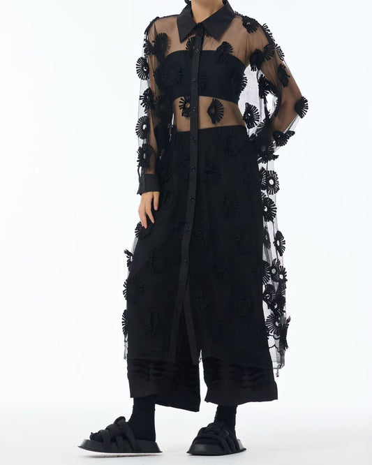 Pre-order 3D Lace Appliqué Sheer Dress