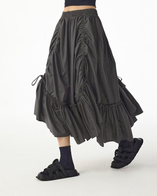 Pre-order Voluminous Ruffle Skirt with Drawstring Shirring