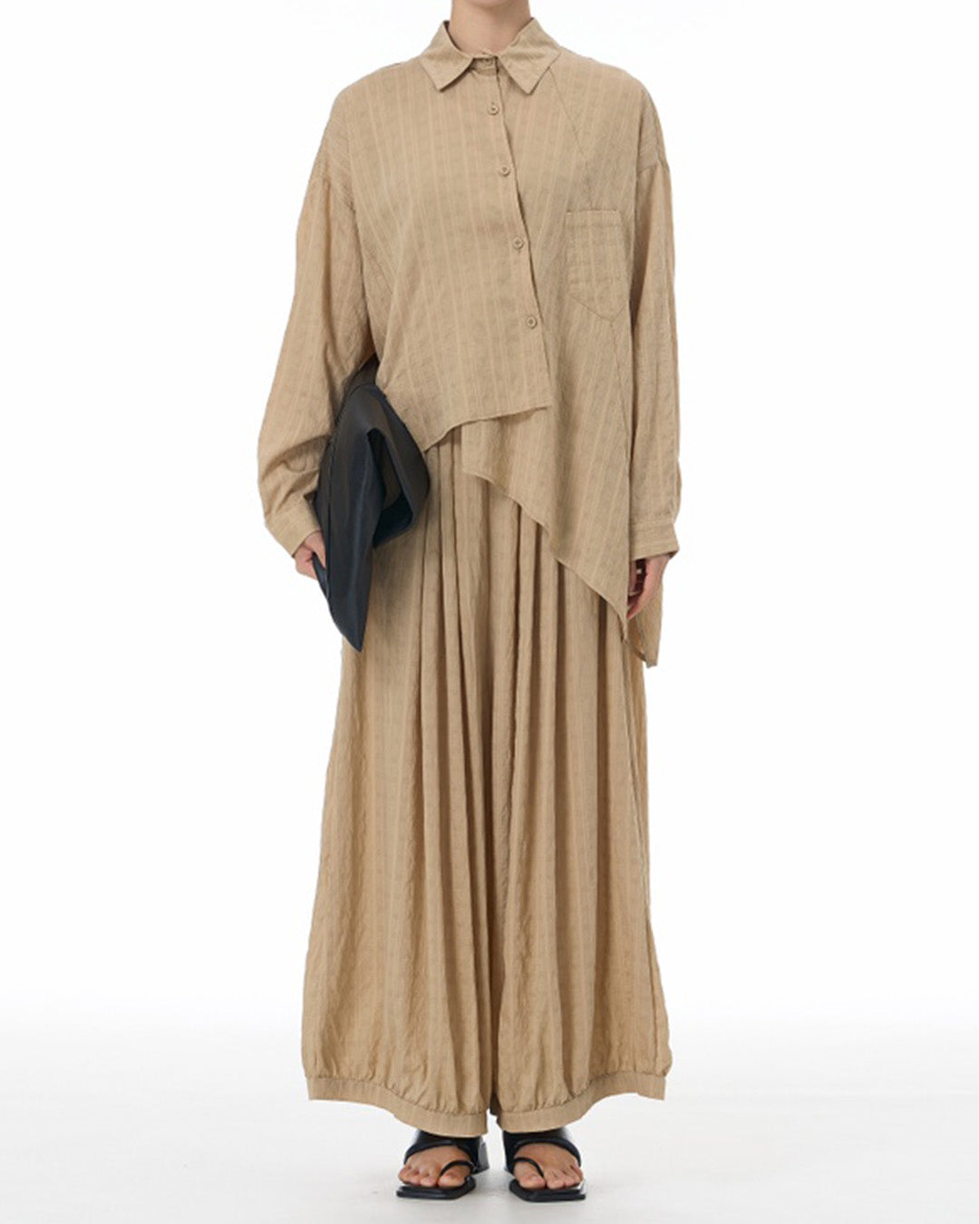 Super Comfortable Irregualr Cutting Textured Fabric Long Sleeves Shirt