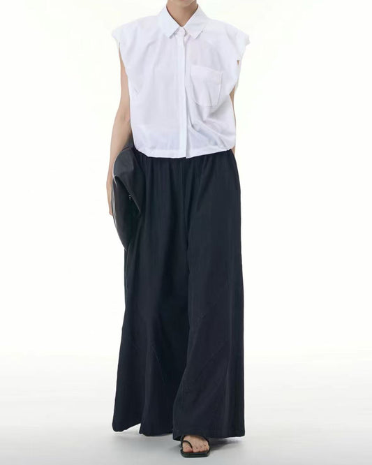 Sleeveless Blouse with Shirred Armholes