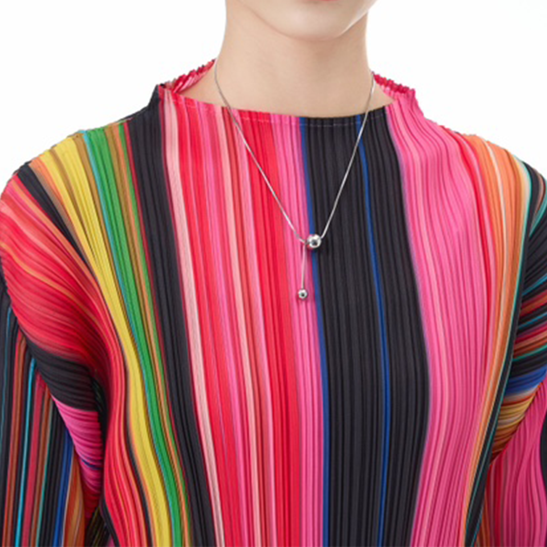 Colorful Brushstroke Print Pleated FabricDress