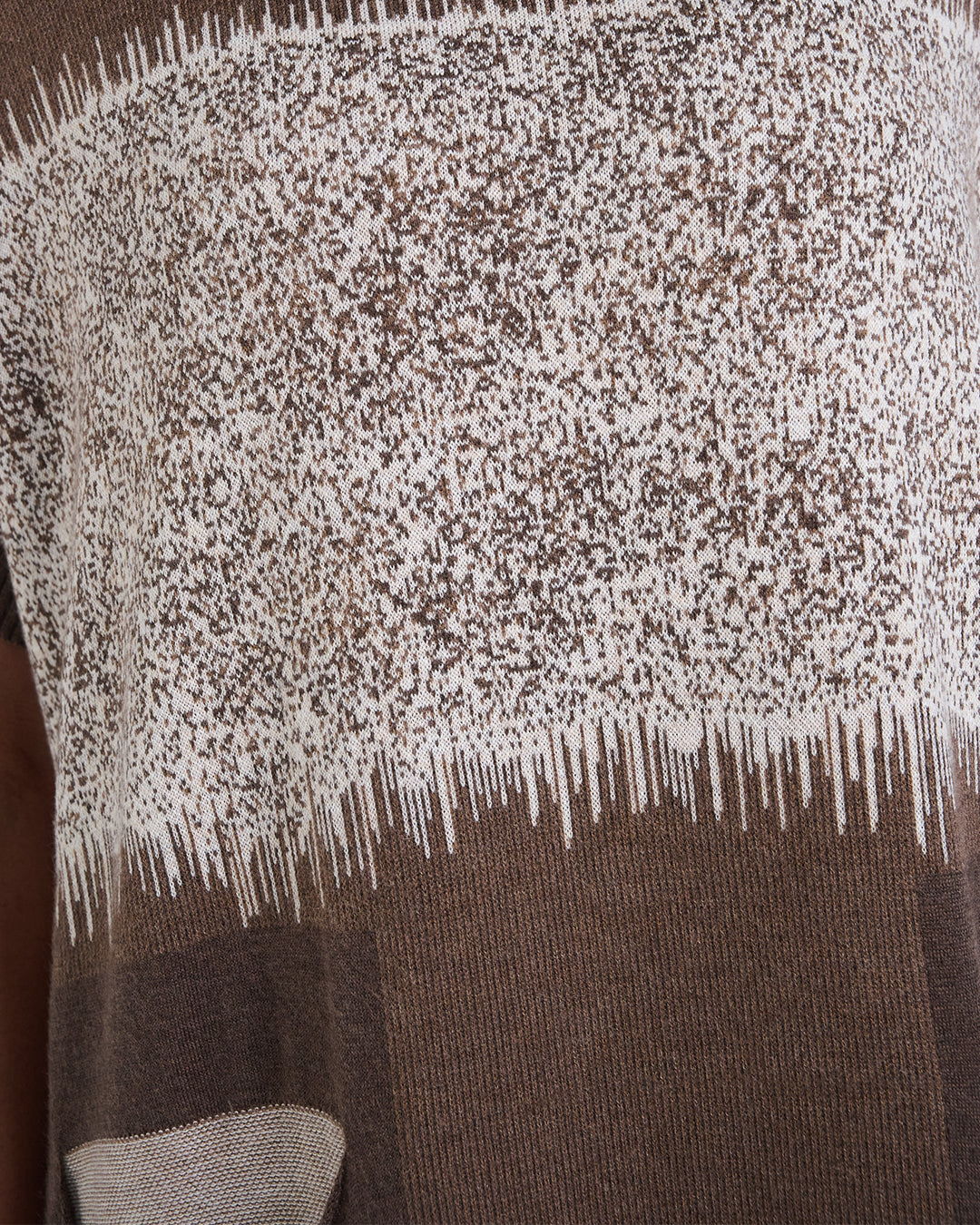 Wool Blend Short Sleeve Knit Dress with Lace Pattern