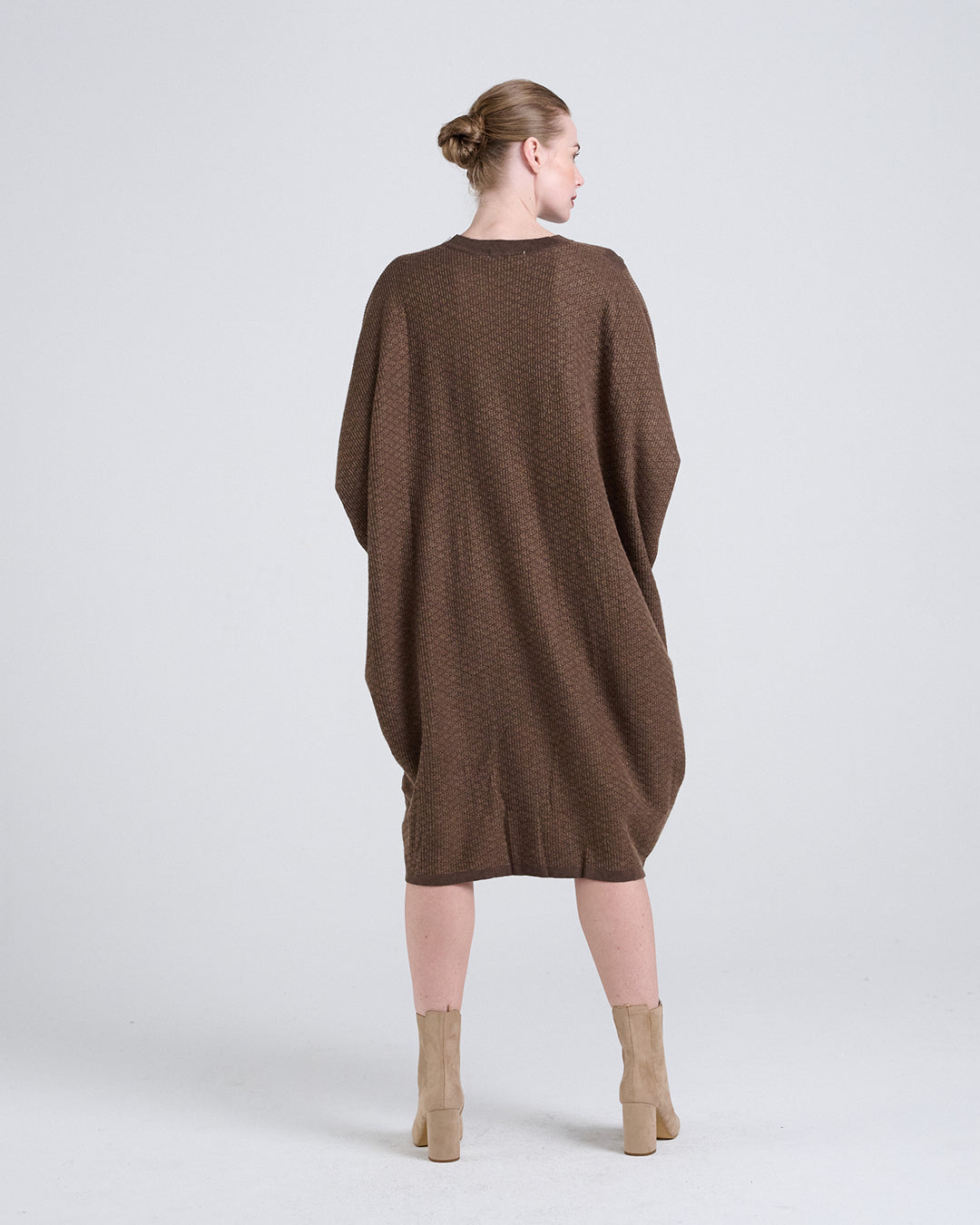 Wool Blend Buttons Deco Short-sleeves Oversize Dress