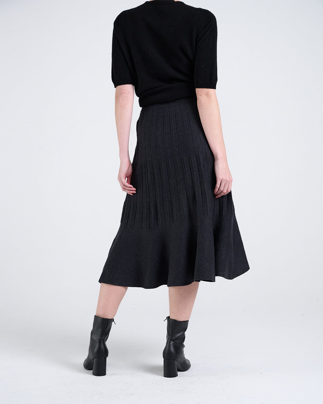 Wool Blend Ruffled Hem Mermaid Mini Skirt