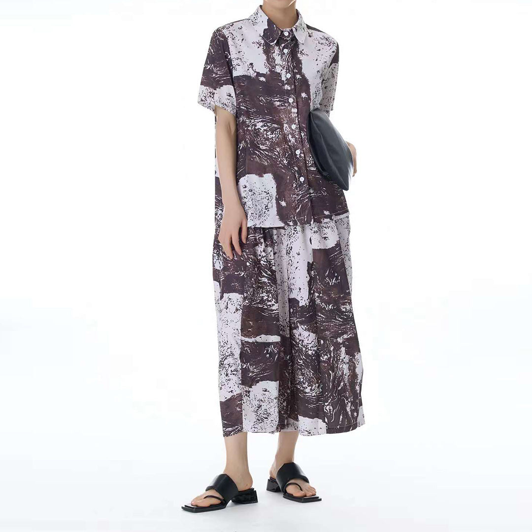 In Stock Artistic Texture Pattern Shirt Matching Pants Available