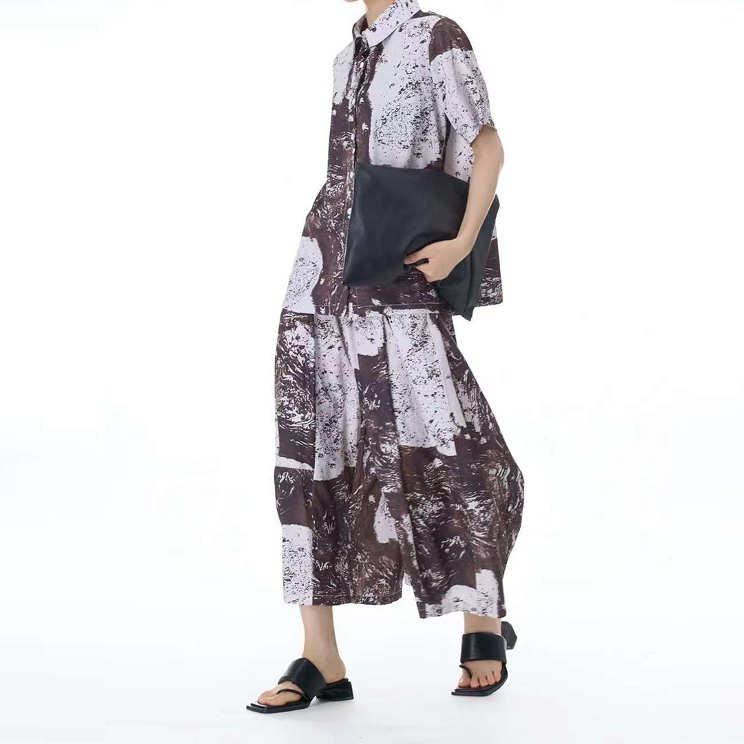In Stock Artistic Texture Pattern Pants Matching Shirt Available