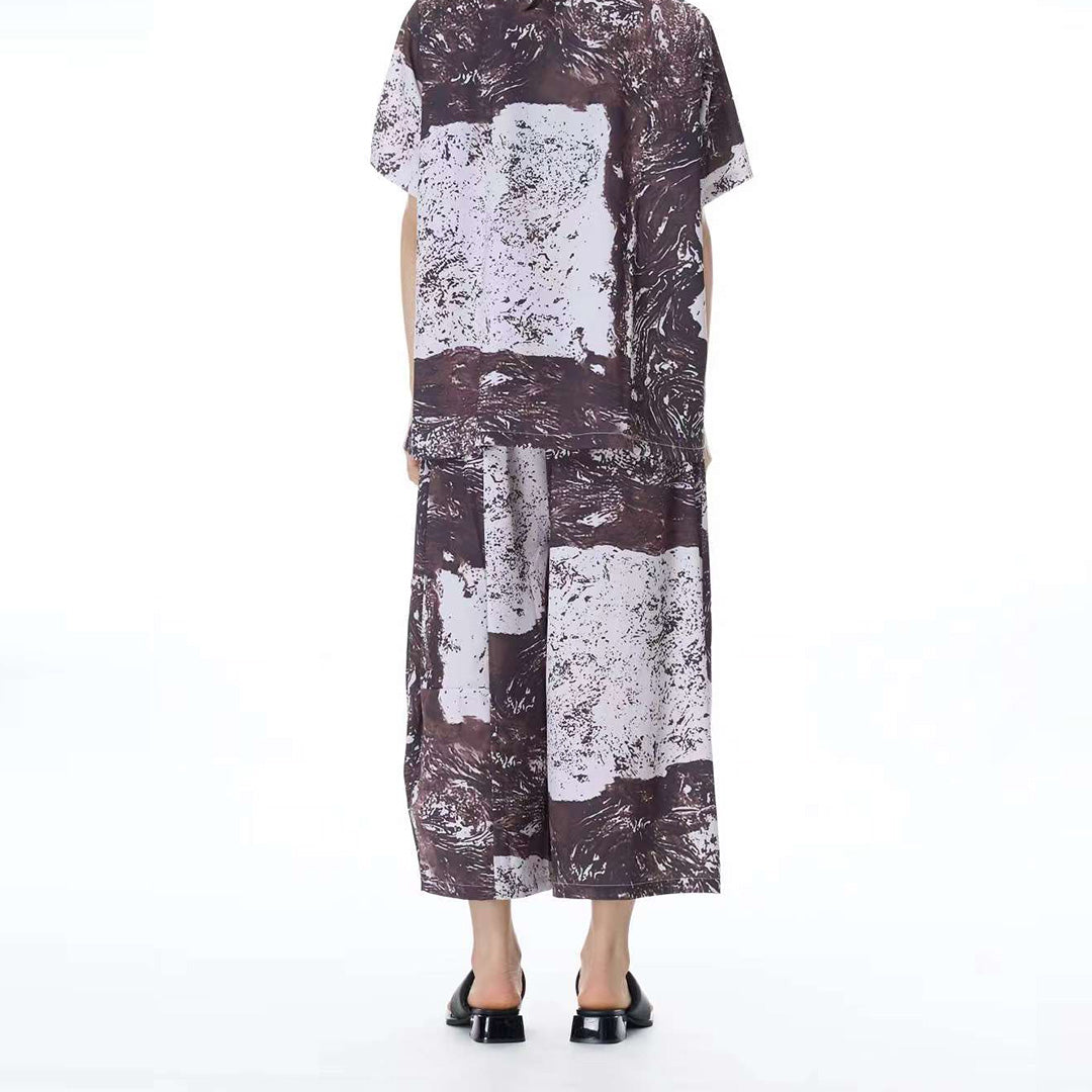 In Stock Artistic Texture Pattern Shirt Matching Pants Available