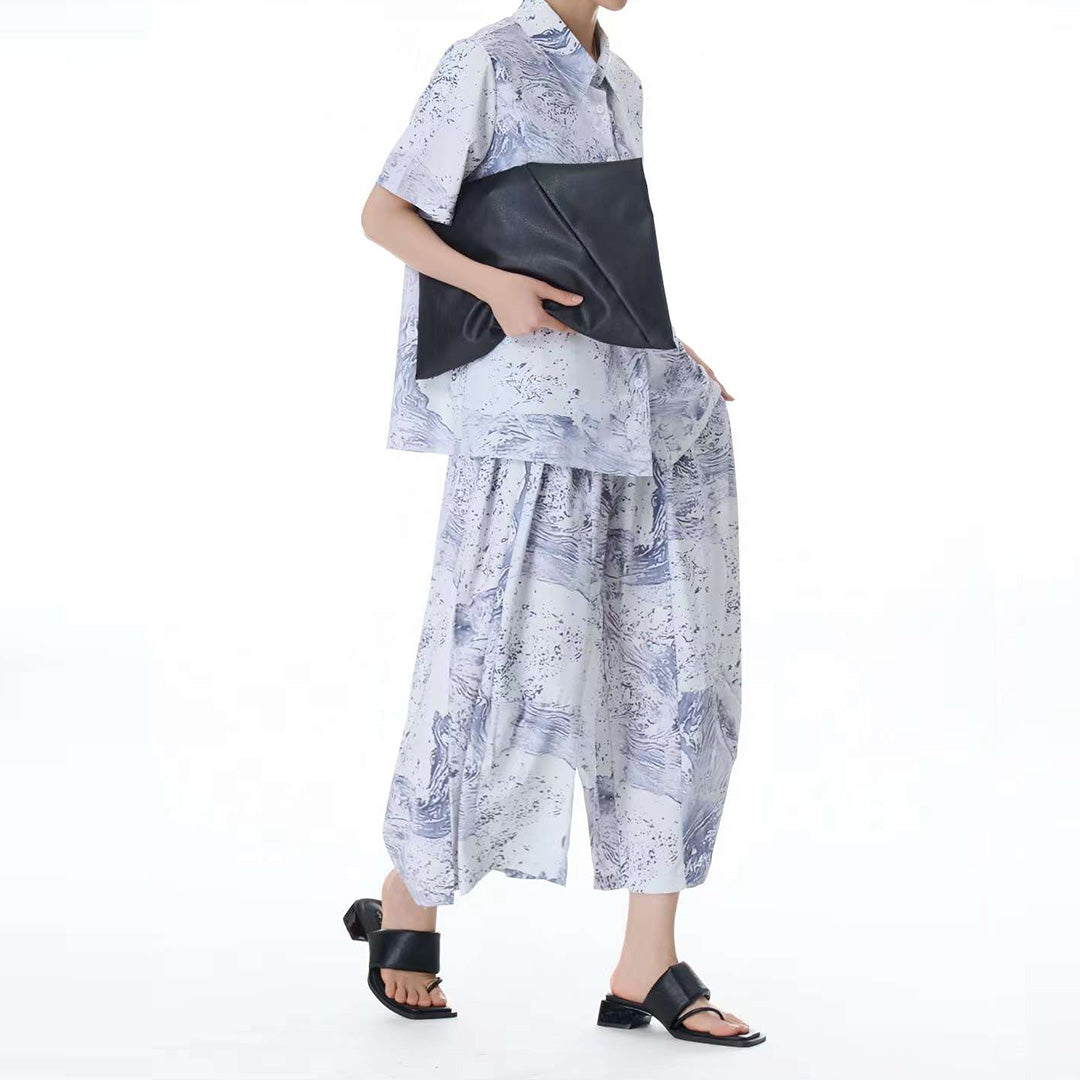 In Stock Artistic Texture Pattern Shirt Matching Pants Available