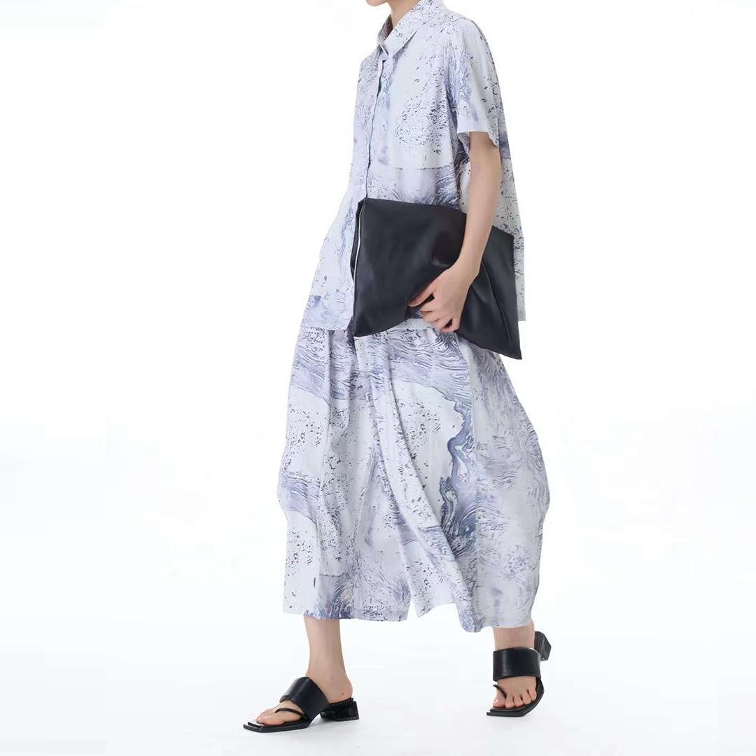 In Stock Artistic Texture Pattern Pants Matching Shirt Available