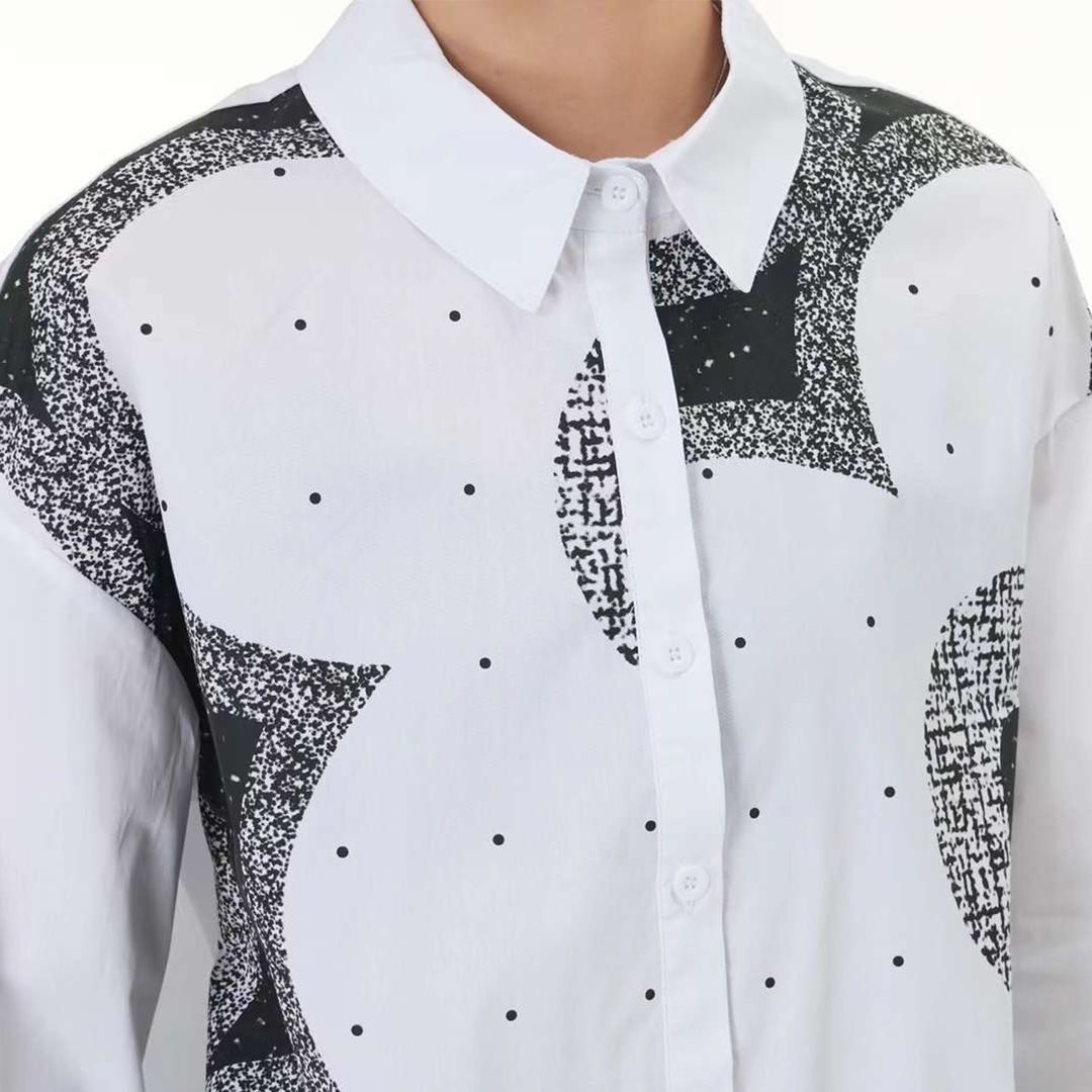 Artistic Big Flower Print Long Sleeves Shirt