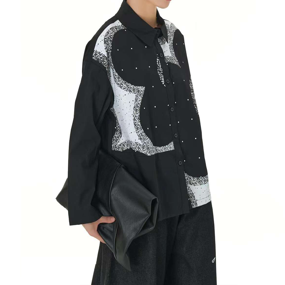 Artistic Big Flower Print Long Sleeves Shirt