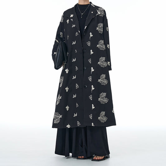 Statement Leaf Embroidery Coat – Bold Yet Poetic