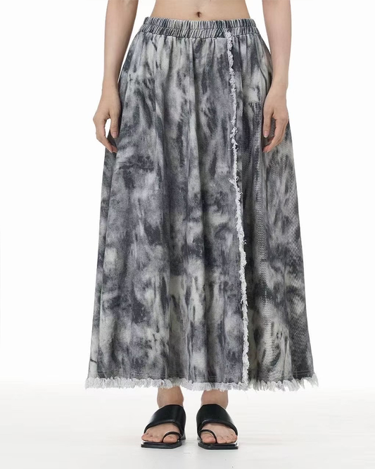 Ombre Tie-Dye Denim Skirt