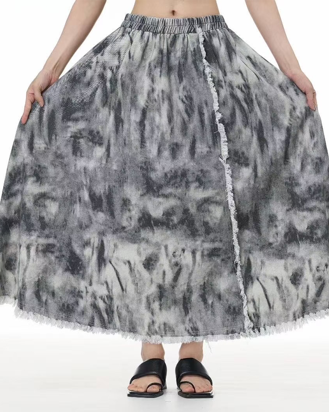 Ombre Tie-Dye Denim Skirt