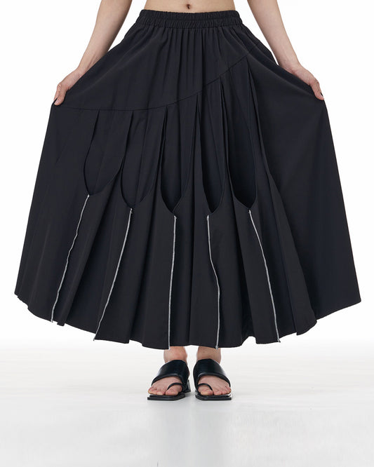 Fashion-Forward Exposed Stitch 3D Cut Skirt