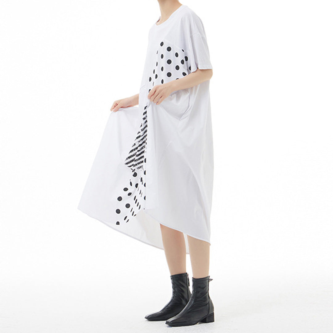 In Stock Cotton Dot Pattern Patchworks Dress