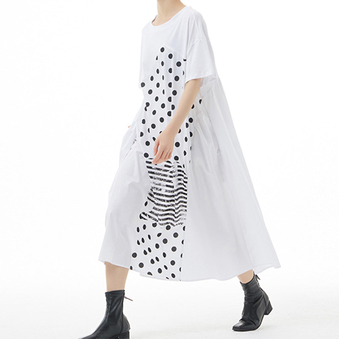 In Stock Cotton Dot Pattern Patchworks Dress