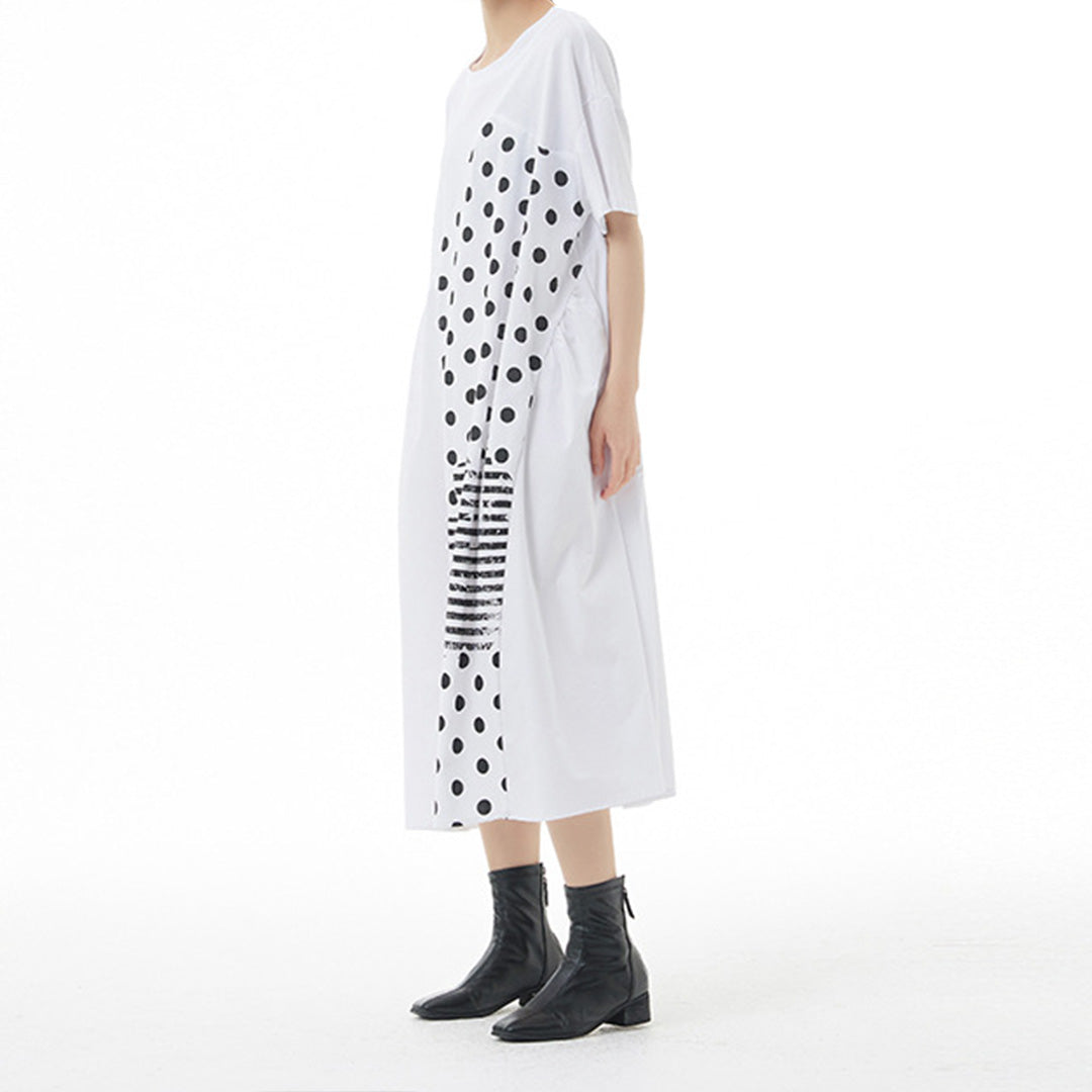 In Stock Cotton Dot Pattern Patchworks Dress