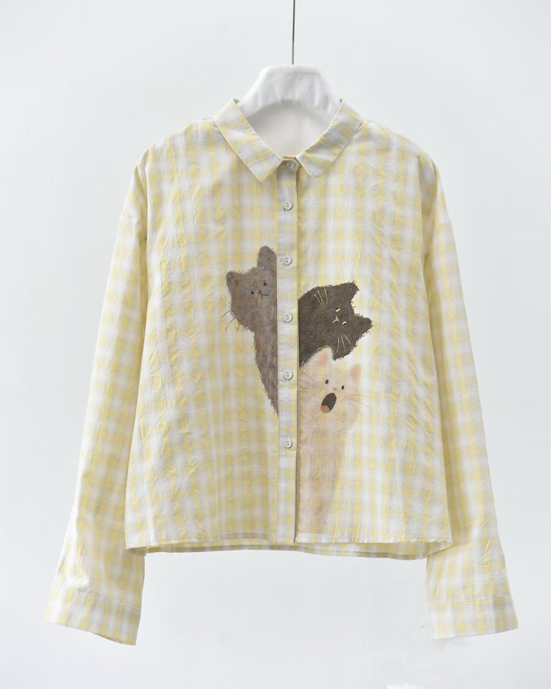 Cat Print Long-Sleeve Shirt
