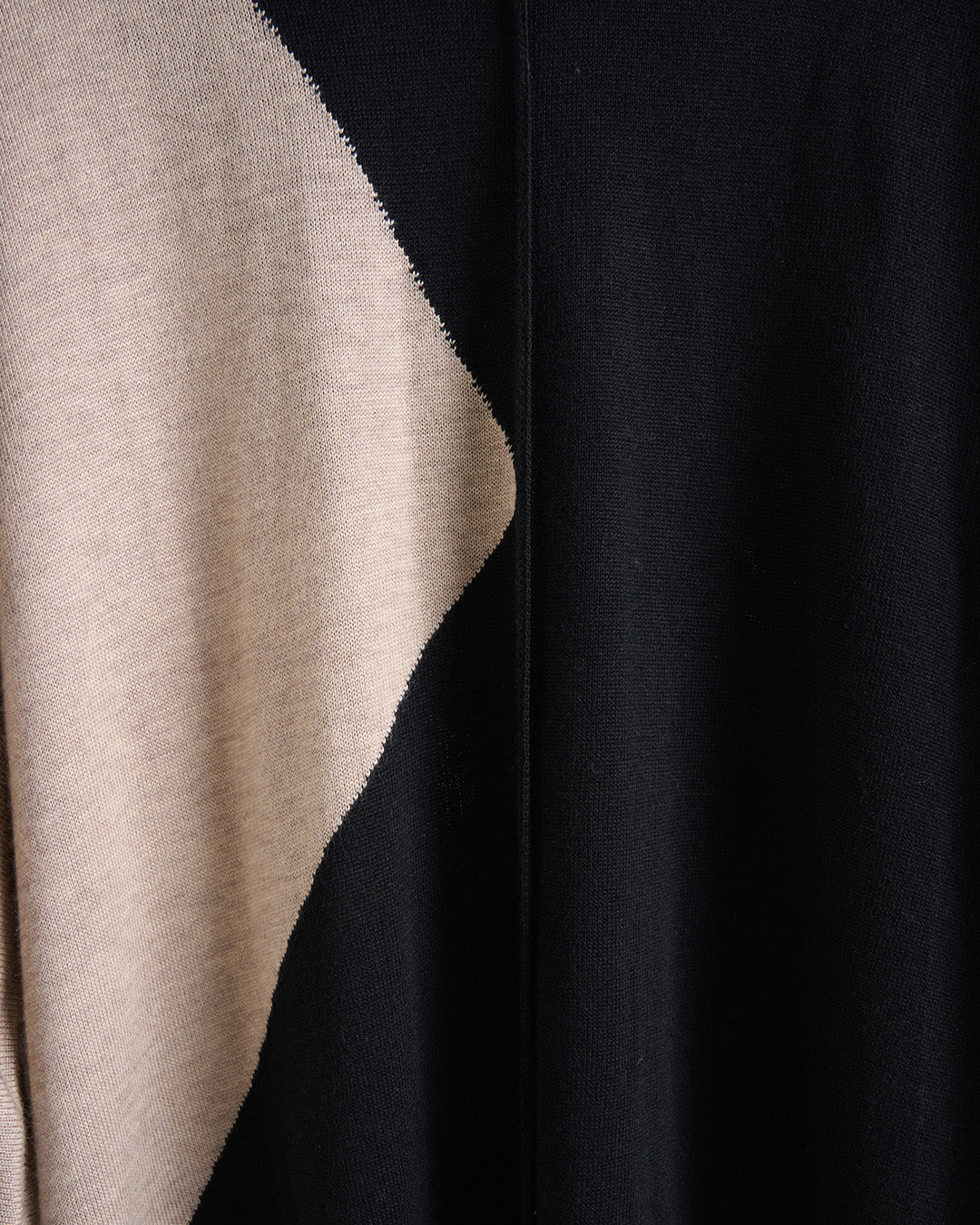 Wool Blend Colour block V-Neck Long Sleeve Dress