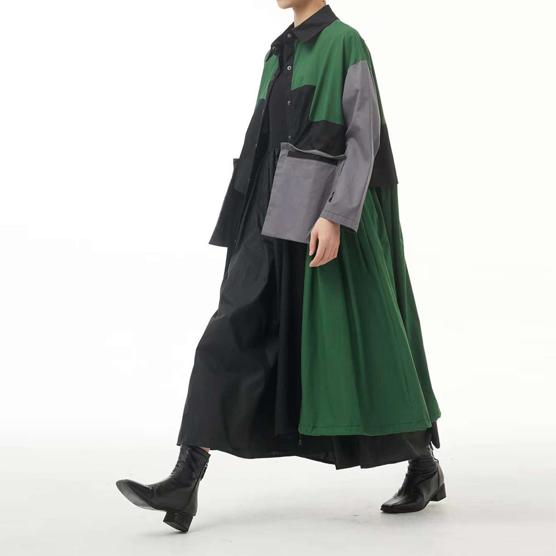 Contrast Colour Pockets Decorated Trench Coat Available in Two Colours
