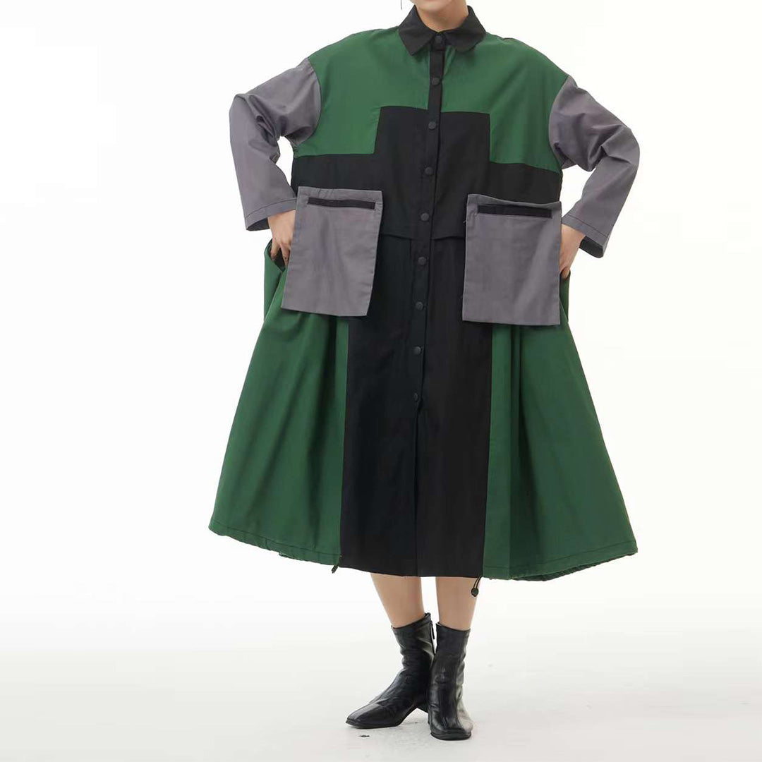 Contrast Colour Pockets Decorated Trench Coat Available in Two Colours