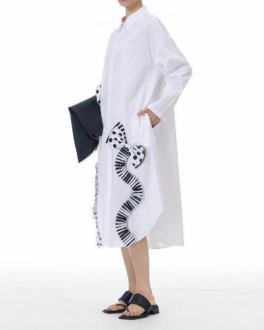 Polka Dot Ribbon Deco Dress