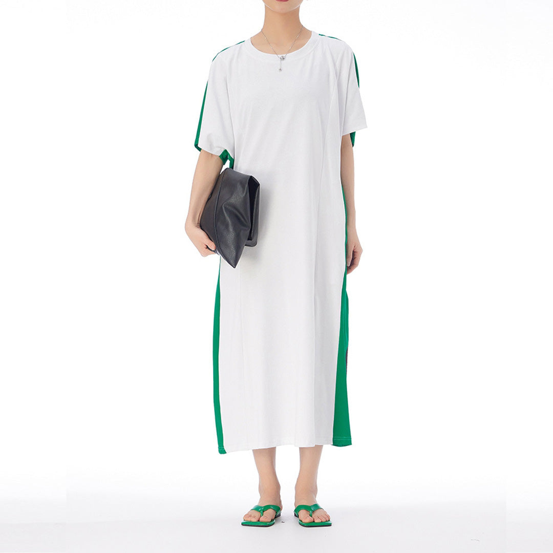 Back Green Dot Print Cotton Dress