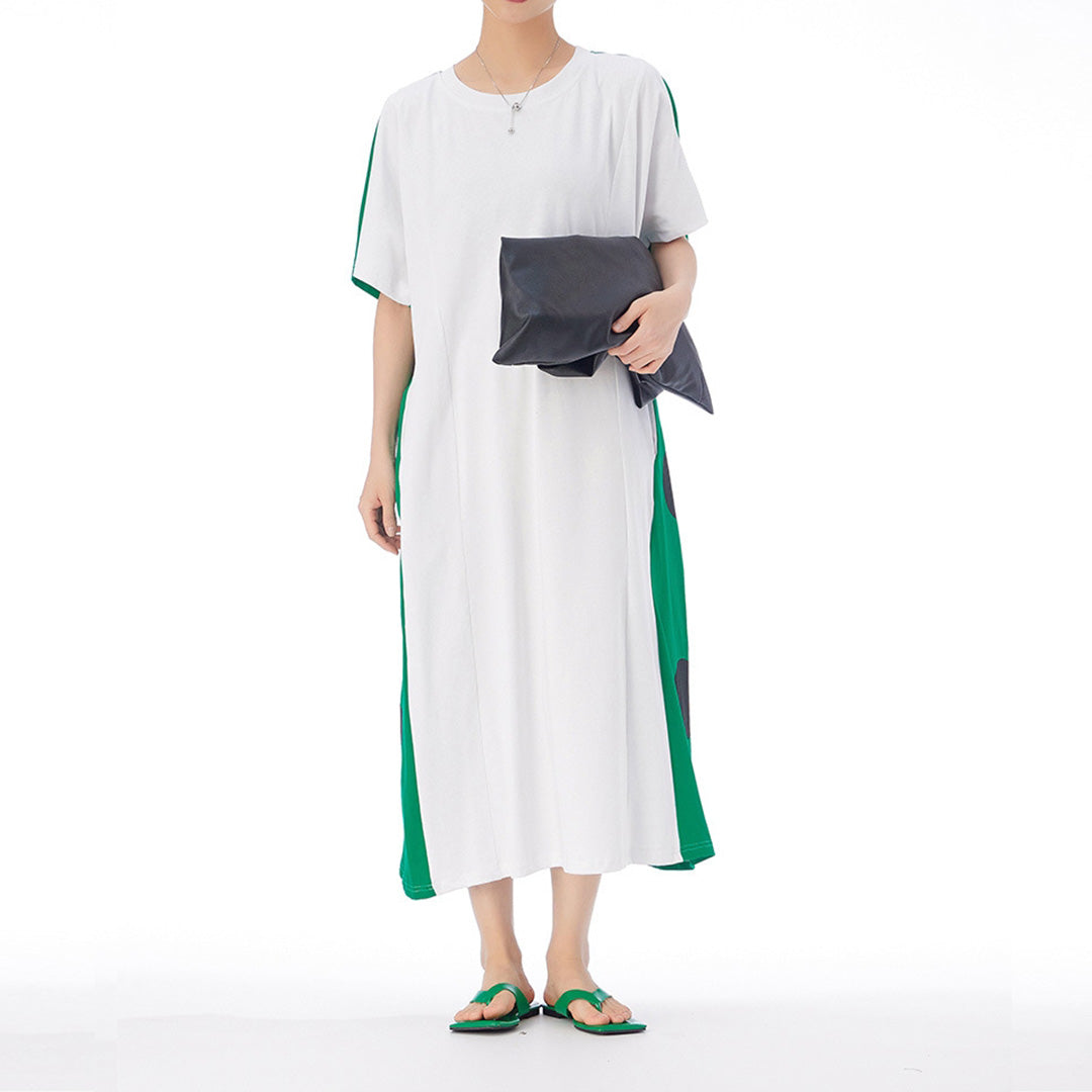 Back Green Dot Print Cotton Dress