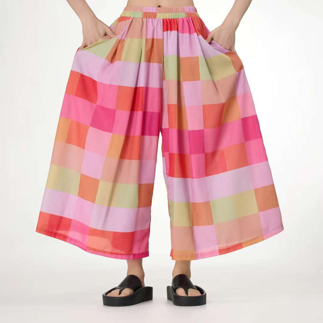 Colourful Grids Pattern Pants Matching Tops Available