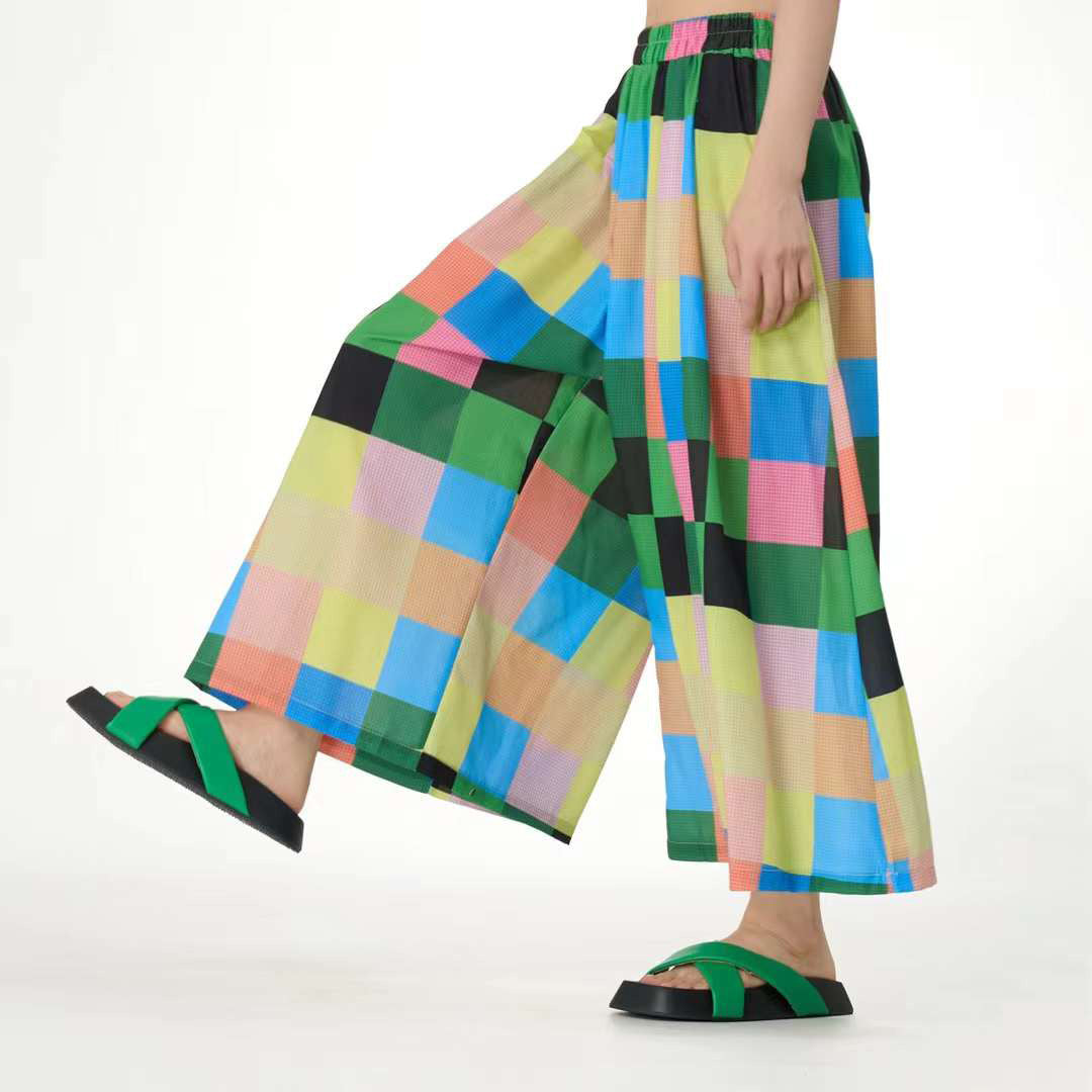 Colourful Grids Pattern Pants Matching Tops Available