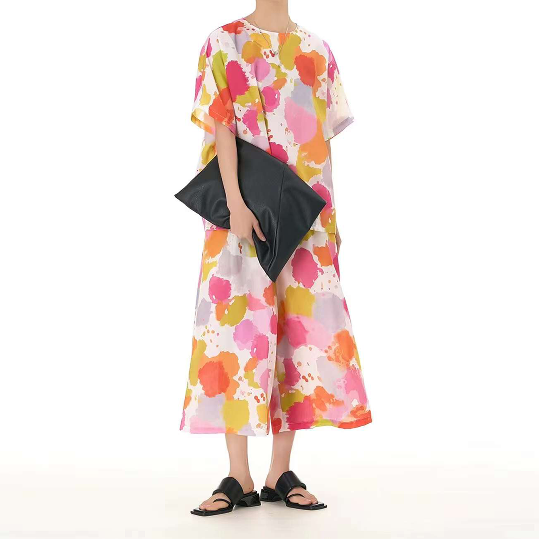 Colourful Watercolour Paint Top Matching Pants Available