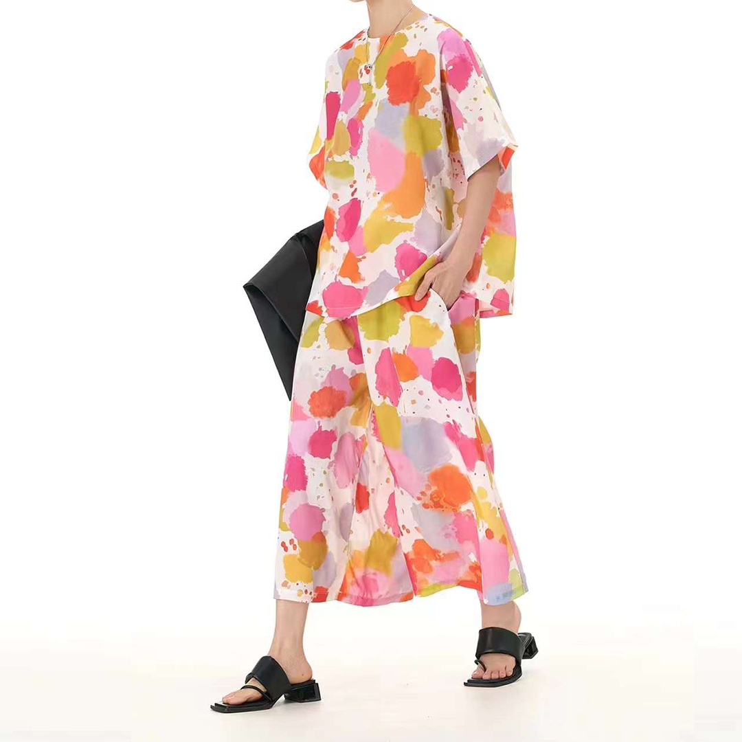 Colourful Watercolour Paint Top Matching Pants Available