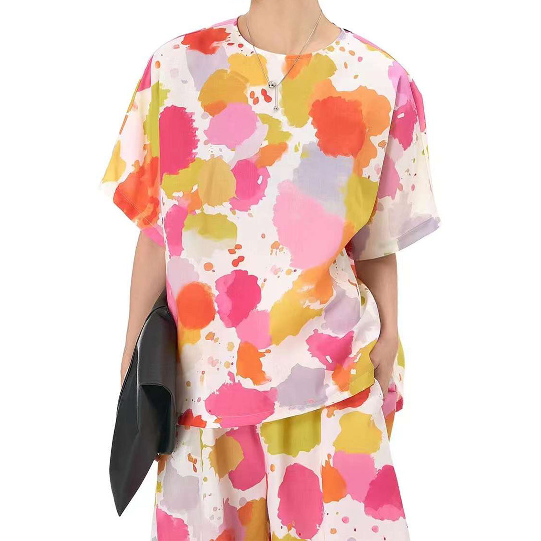 Colourful Watercolour Paint Top Matching Pants Available