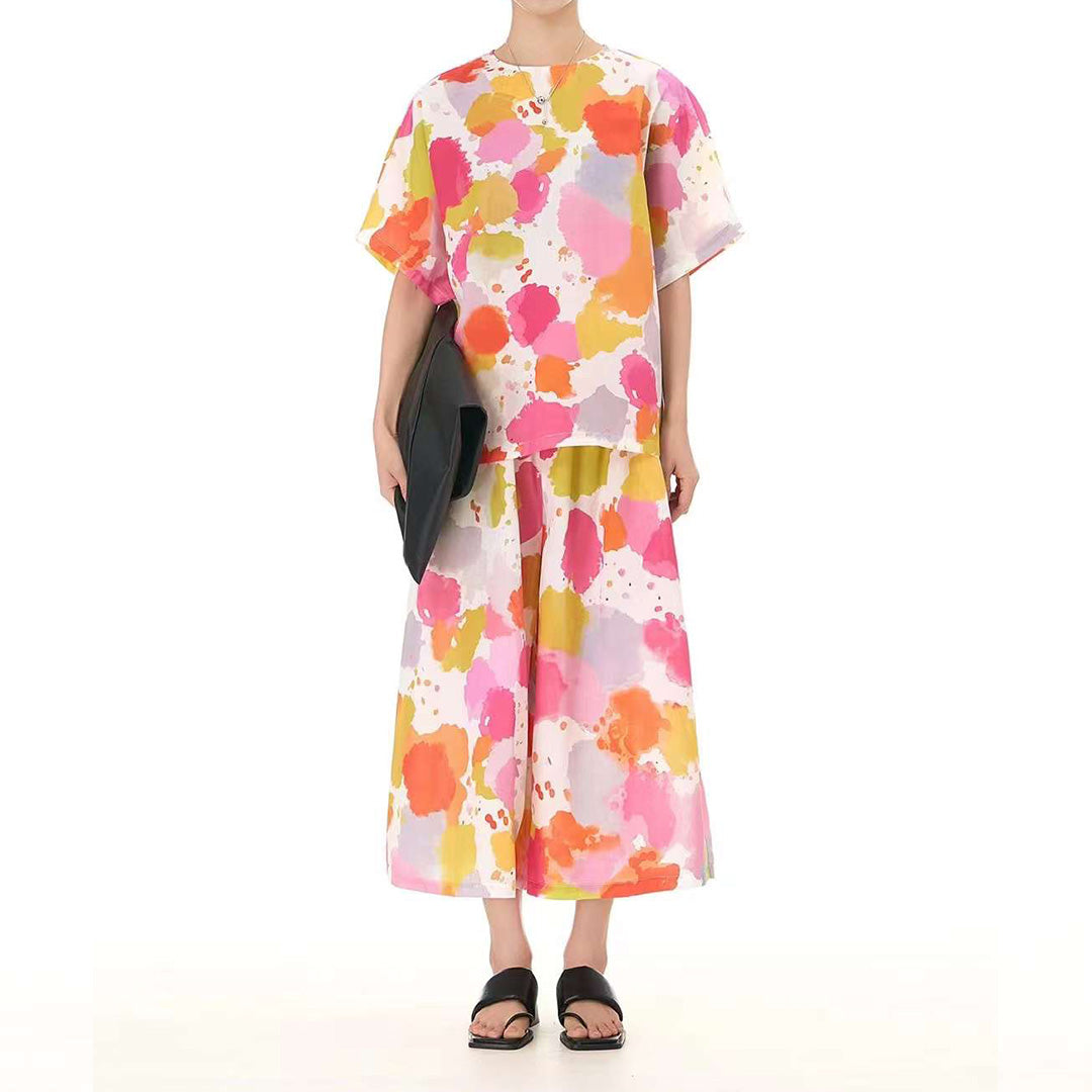 Colourful Watercolour Paint Top Matching Pants Available