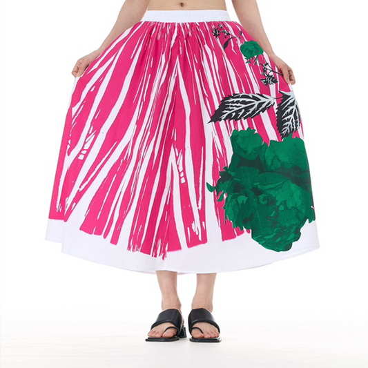 Full Artist Pattern Print Skirt available in Black and Pink