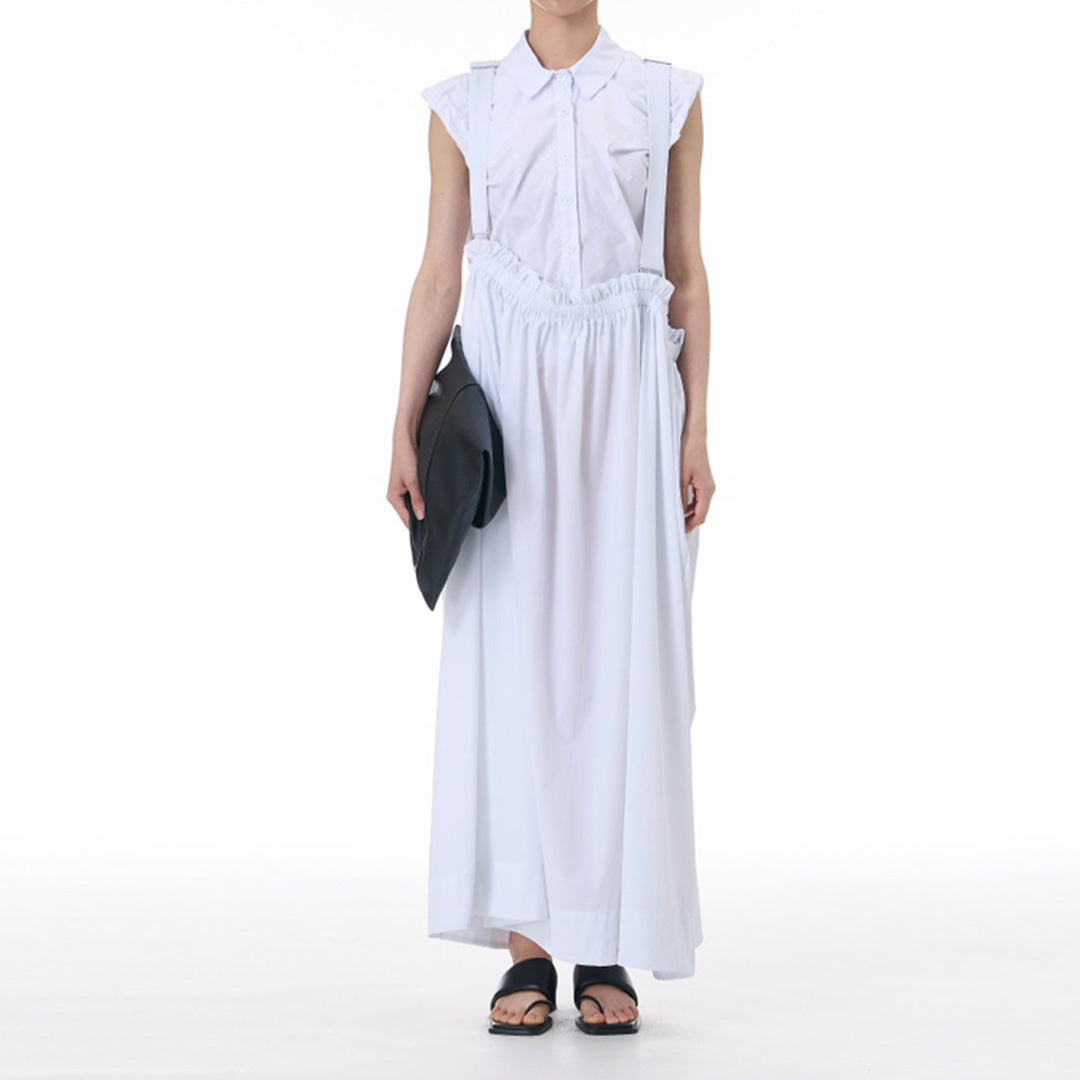 Flower Bulb Shape Dungaree Dress Available in Green and White