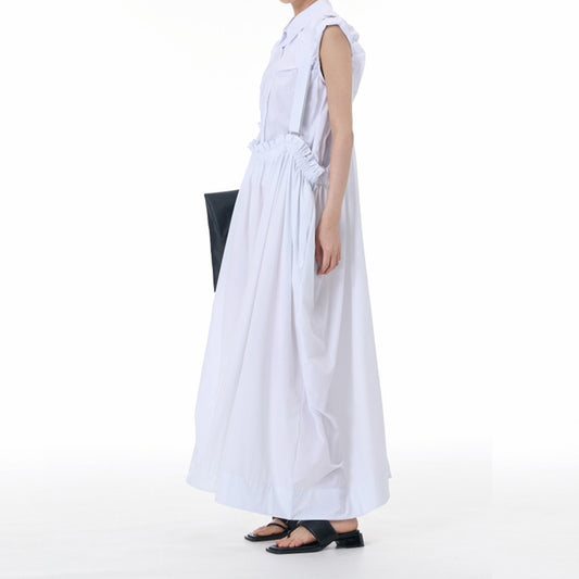 Flower Bulb Shape Dungaree Dress Available in Green and White