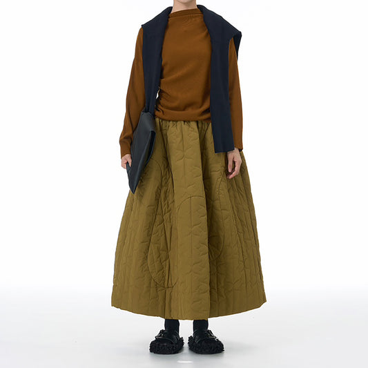 Winter Essential Tulip-Shaped Quilted Thick Skirt Available in Black and Mustard