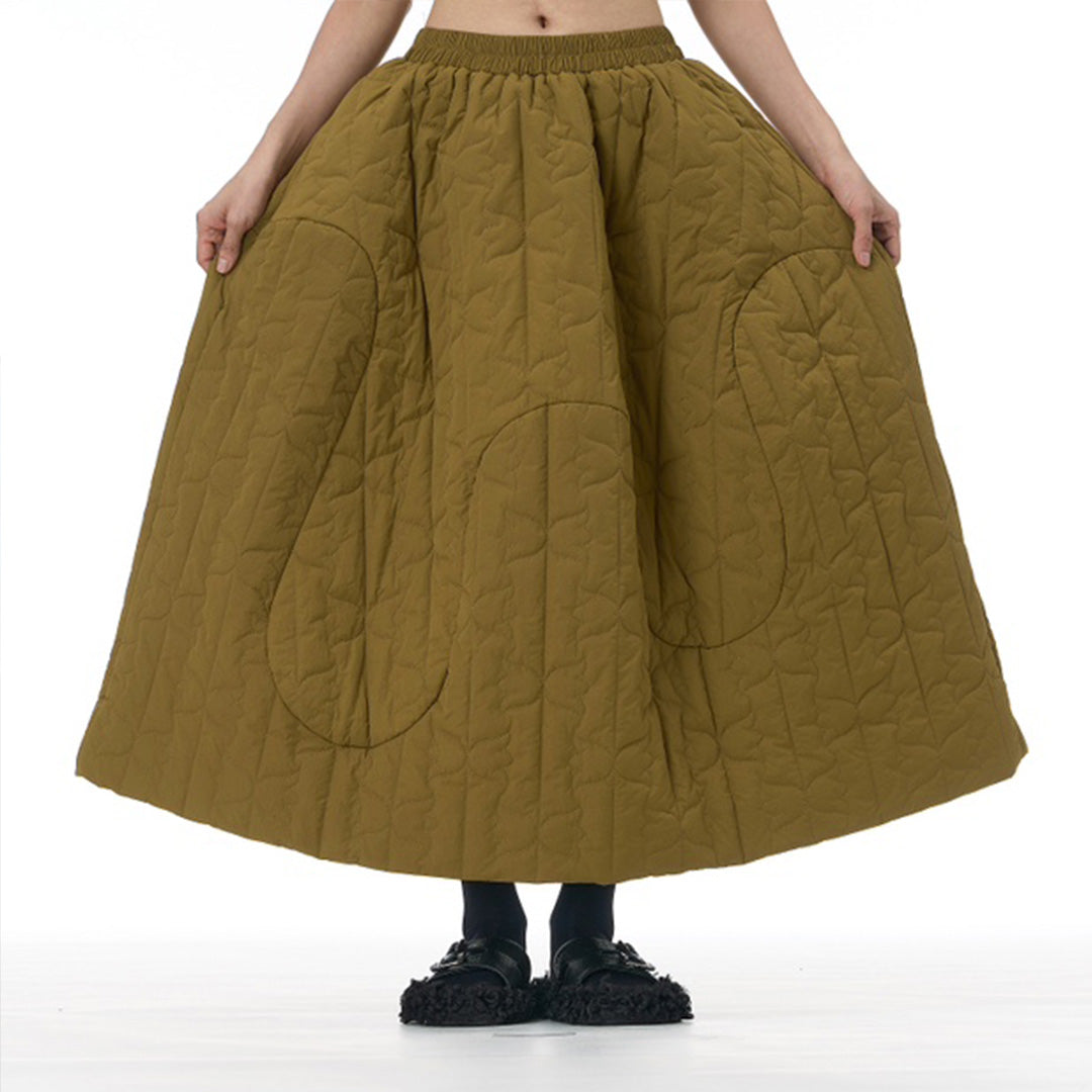 Winter Essential Tulip-Shaped Quilted Thick Skirt Available in Black and Mustard