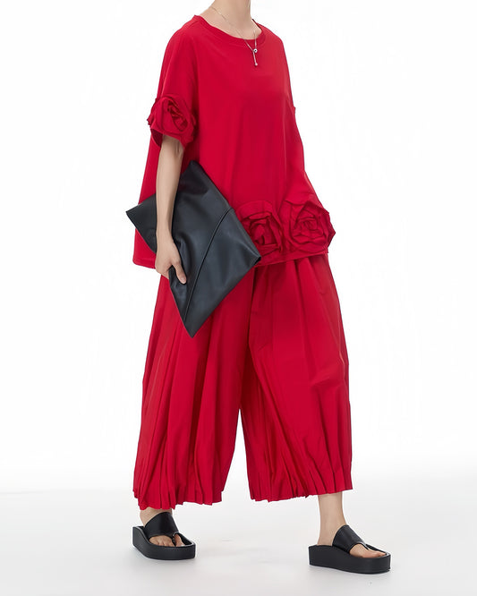 3D Flower Decorated Cotton Top