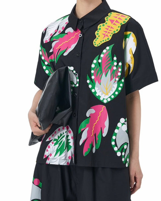 Colourful Leaf Print Shirt