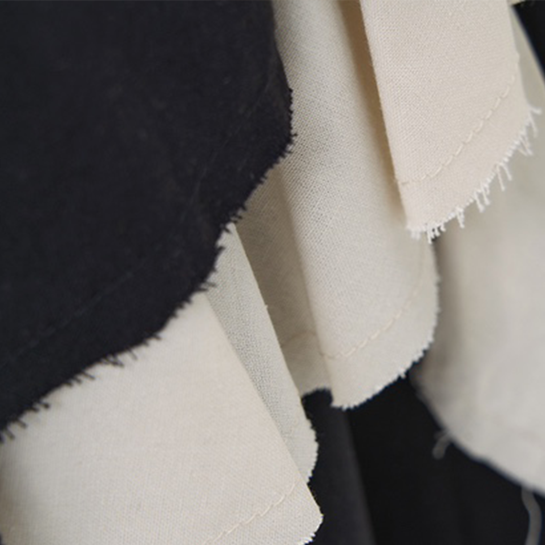 Designer Cotton-Linen Shirt and Skirt with Contrasting Ruffled Hem