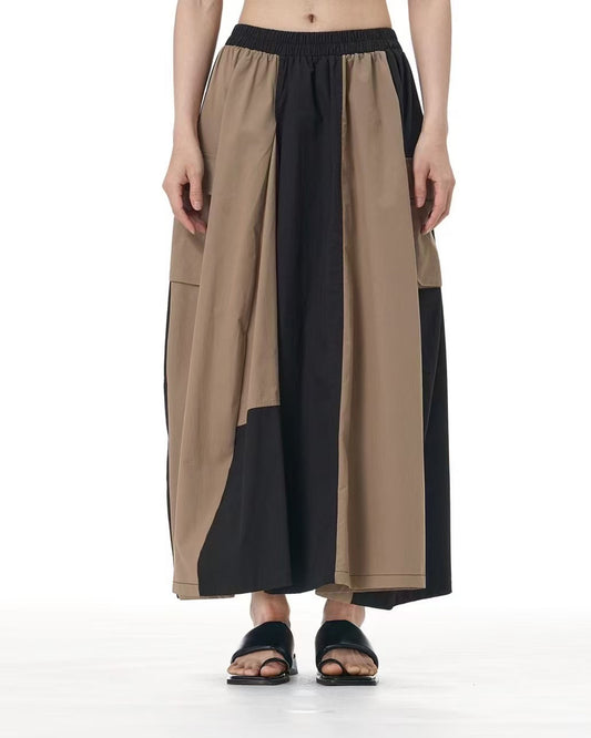 Colorblock Cargo-Style Skirt