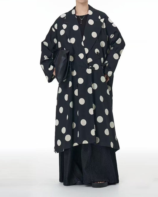 Cotton Linen Blend Polka Dot Coat
