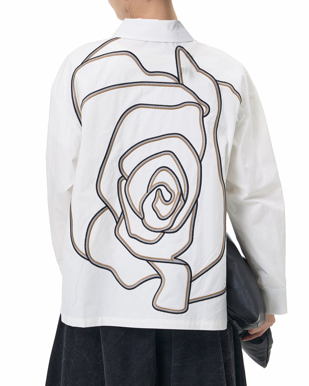 Love Letter to Myself- Rose Embroidered Shirt Available in Black and White