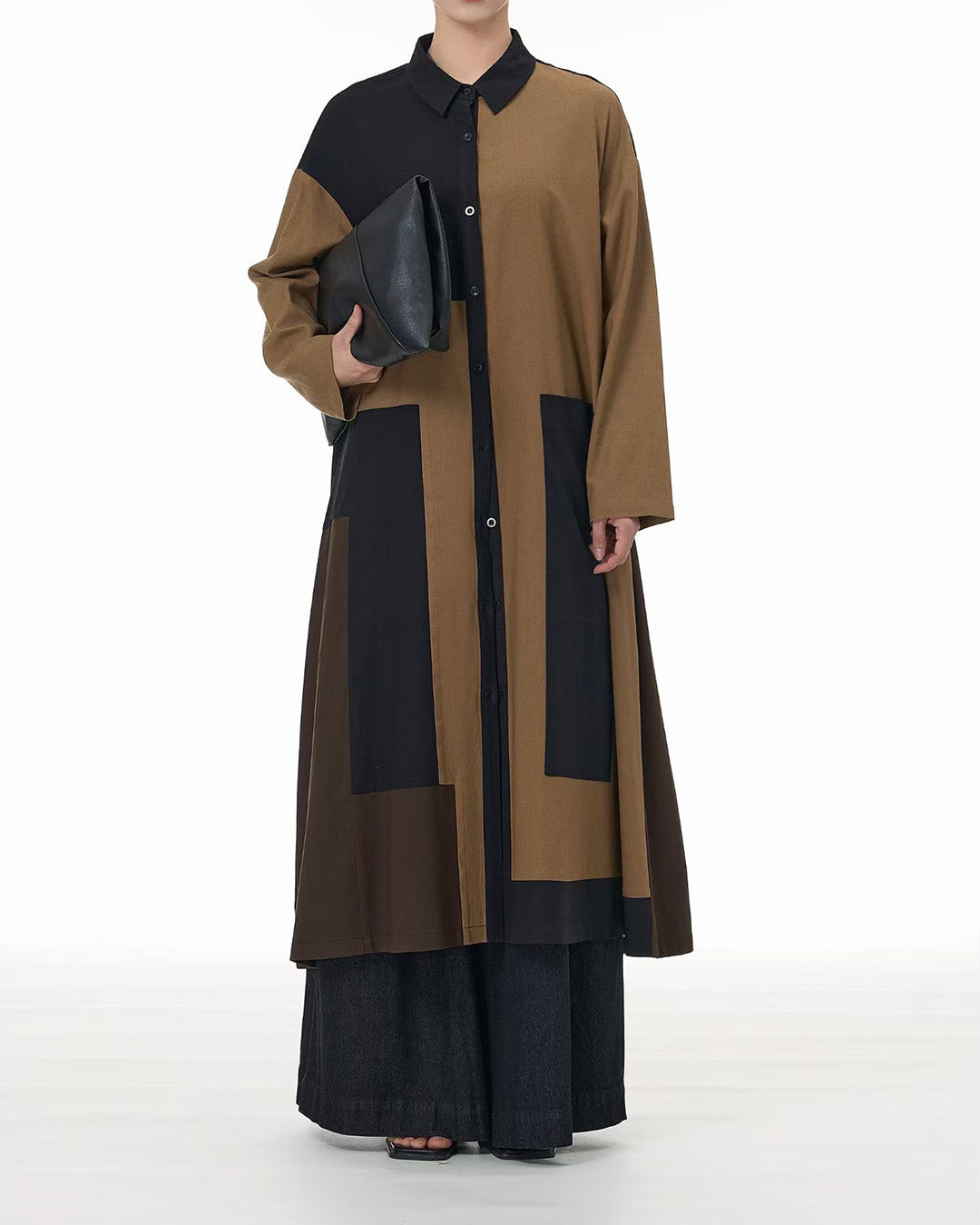 Linen Contrast Colour Patchworks Dress